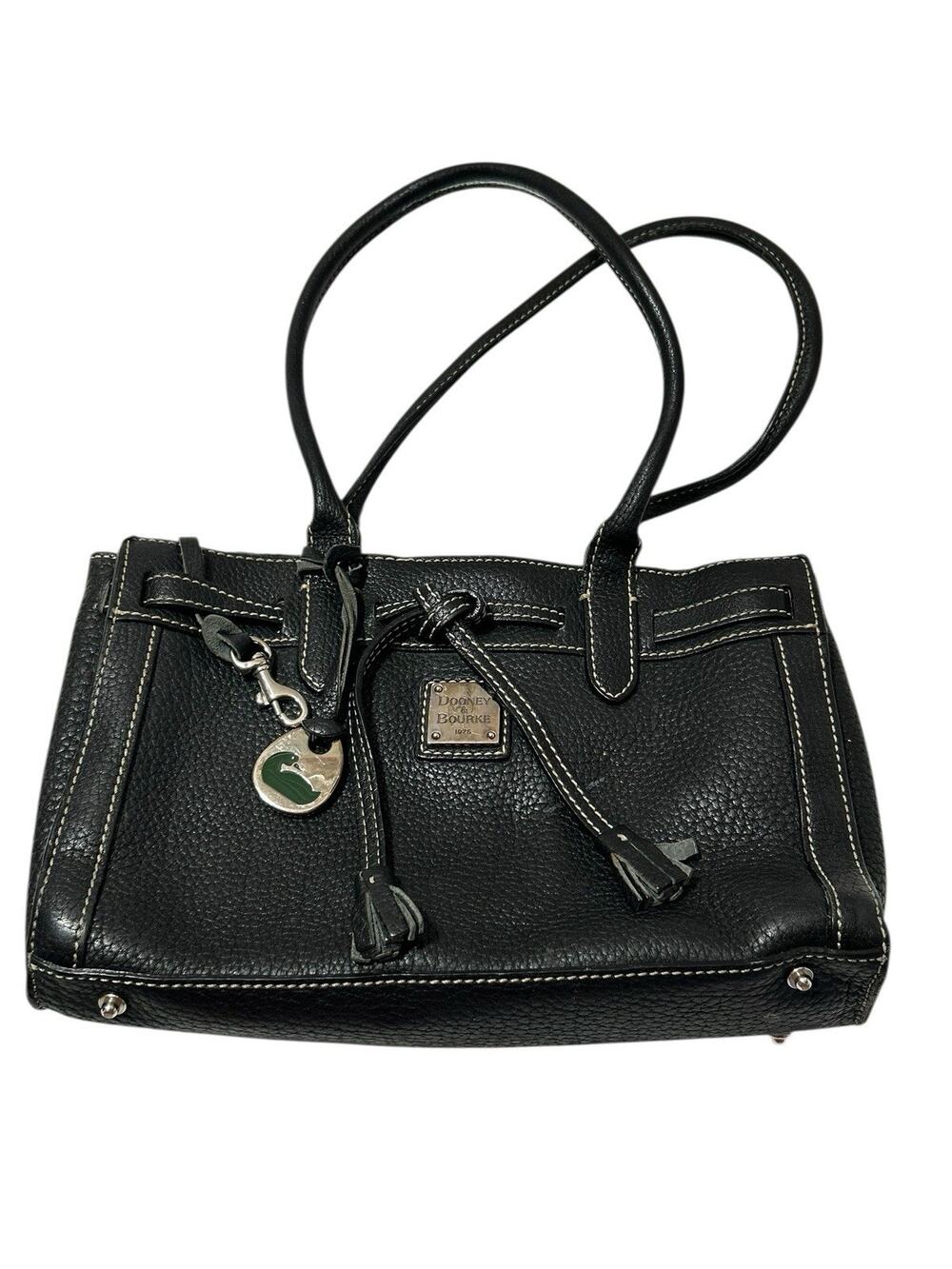 Dooney & Bourke black pebbled leather Drawstring Tassel handbag